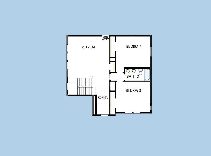 2D floor plan layout for the The Mcclaren by David Weekley Homes in Emerald Heights at Bridgeland Central – 50’ Alley, Cypress, TX (Image 4). 2D floor plan layout for the The Mcclaren by David Weekley Homes in Emerald Heights at Bridgeland Central – 50’ Alley, Cypress, TX (Image 4).