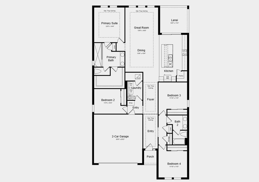 2D floor plan layout for the Carlsbad by Taylor Morrison in Lochside, Mount Dora, FL (Image 3).