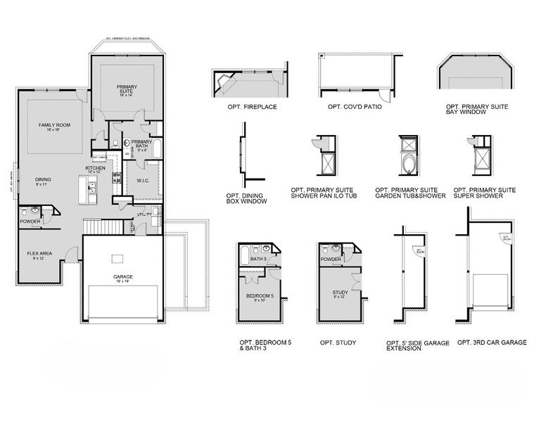 2D floor plan layout for the The Salerno by Legend Homes in Rocky Creek Crossing, Crowley, TX (Image 4).