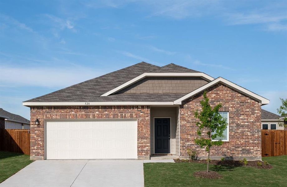 Front exterior of a new home in Noble Ridge, Howe, TX, highlighting curb appeal (Image 8). Front exterior of a new home in Noble Ridge, Howe, TX, highlighting curb appeal (Image 8).