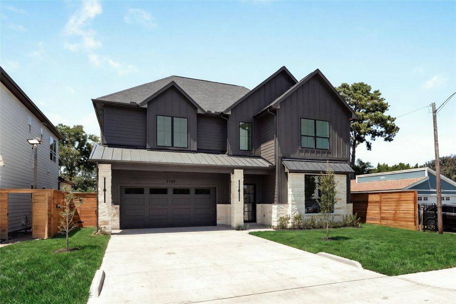 Welcome to 2109 McKean Drive, where Nima Homes brings a refined point of view to modern luxury living in Spring Branch, a modern farmhouse masterpiece with an exterior that feels considered from every angle.