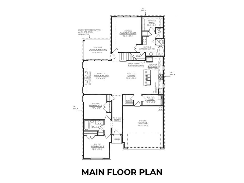 2D floor plan layout for the The Collin A by Davidson Homes LLC in Hannah Heights, Seguin, TX (Image 3). 2D floor plan layout for the The Collin A by Davidson Homes LLC in Hannah Heights, Seguin, TX (Image 3).