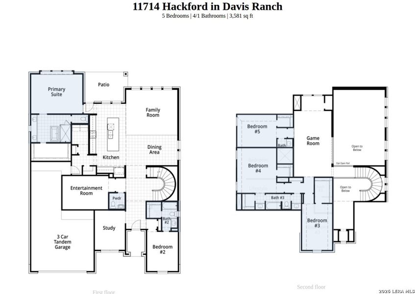 2D floor plan layout of this home in Davis Ranch, San Antonio, TX (Image 3).