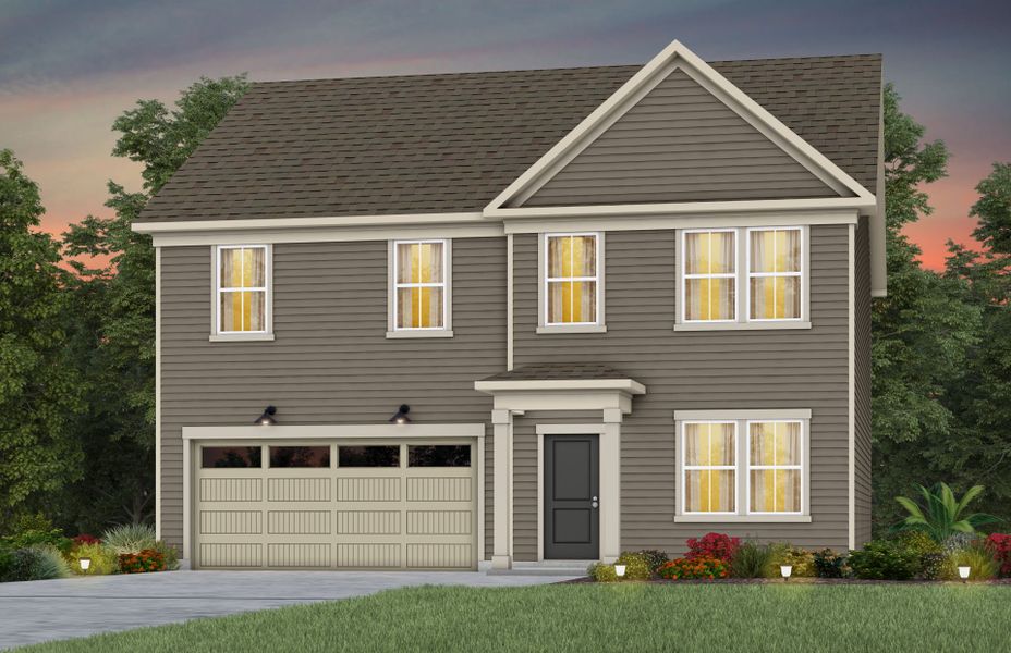 Representative exterior photo of a completed home built from the Hampton by Pulte Homes in Michaux Gardens, Belmont, NC (Image 1). Representative exterior photo of a completed home built from the Hampton by Pulte Homes in Michaux Gardens, Belmont, NC (Image 1).