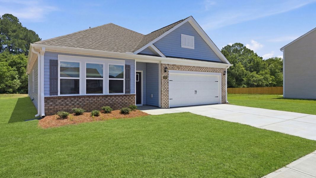 Front exterior of a new home in Villa Grande, Winterville, NC, highlighting curb appeal (Image 2). Front exterior of a new home in Villa Grande, Winterville, NC, highlighting curb appeal (Image 2).