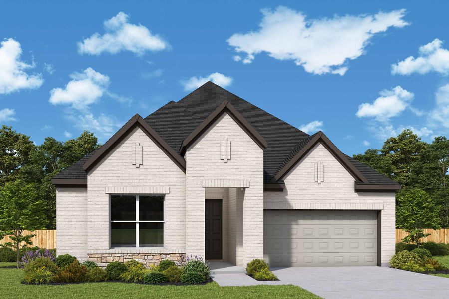 Representative exterior photo of a completed home built from the The Jasmine by David Weekley Homes in Kresston - Enclave Collection, Montgomery, TX (Image 2). Representative exterior photo of a completed home built from the The Jasmine by David Weekley Homes in Kresston - Enclave Collection, Montgomery, TX (Image 2).