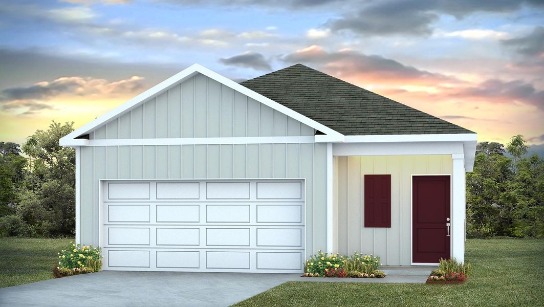 Front exterior of a new home in Grand Oaks, Columbia, SC, highlighting curb appeal (Image 1). Front exterior of a new home in Grand Oaks, Columbia, SC, highlighting curb appeal (Image 1).