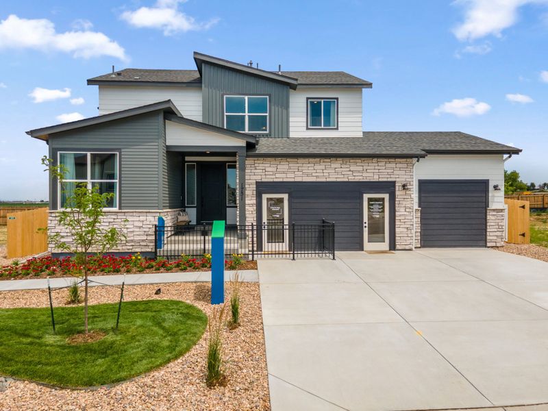 Representative exterior photo of a completed home built from the Jansen by Landsea Homes in Cherry Meadows, Brighton, CO (Image 1).