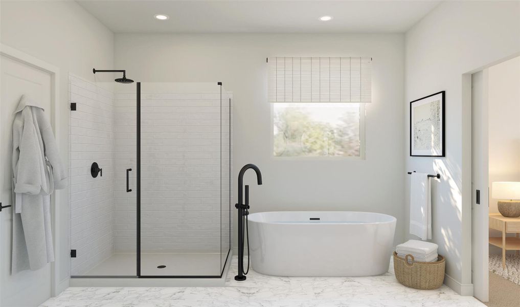 Serene primary bath (*Artist rendering used for illustration purposes only.)