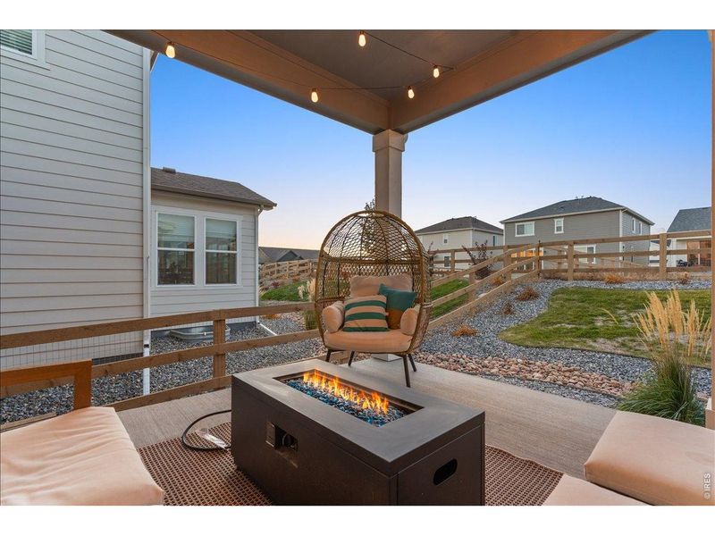 Exterior details and patio area of a home in Prairie Song, Windsor (Image 3).