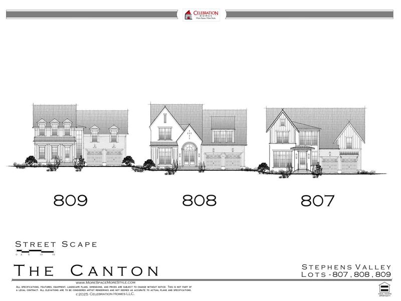Representative rendering of the exterior for the 807 CANTON I by Celebration Homes (Image 1).