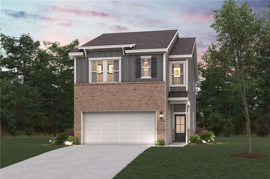 Front exterior of a new home in Azalea Square Townhomes, Lawrenceville, GA, highlighting curb appeal (Image 27).