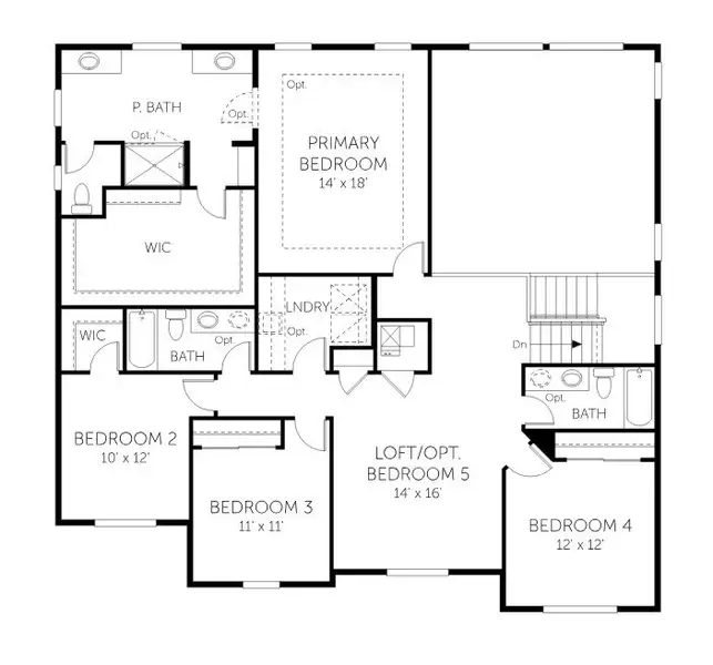 2D floor plan layout for the Yukon - 60' Homesites by Dream Finders Homes in Farmstead, Berthoud, CO (Image 4).
