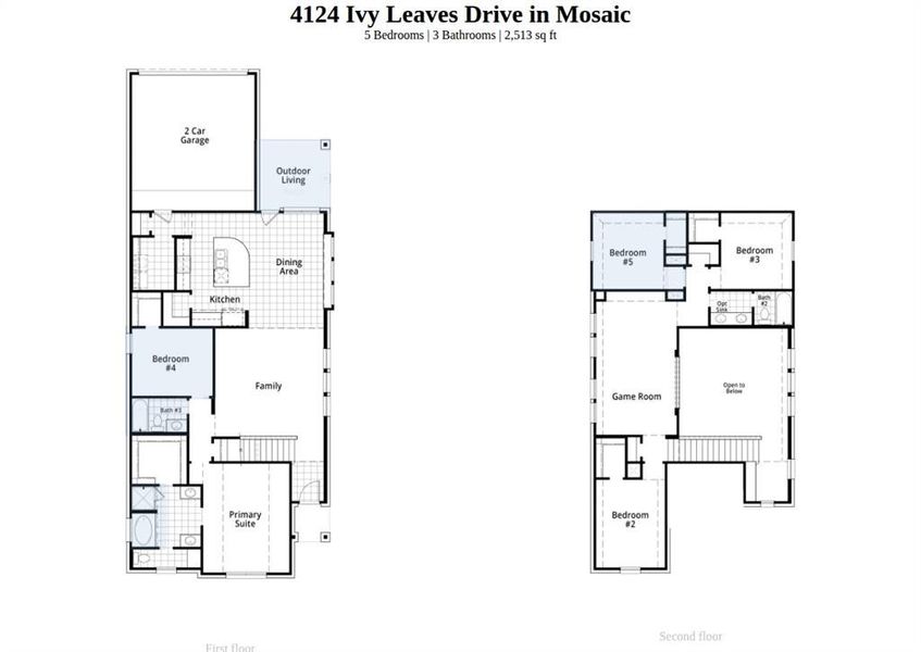 2D floor plan layout of this home in Mosaic, Celina, TX (Image 4). 2D floor plan layout of this home in Mosaic, Celina, TX (Image 4).