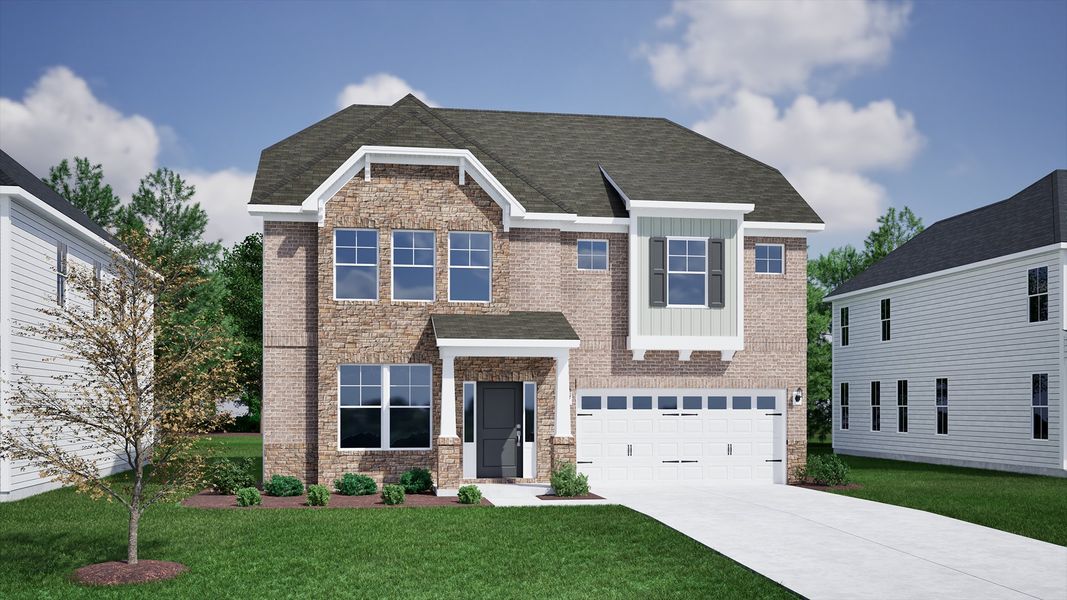 Representative exterior photo of a completed home built from the Keowee - Vanguard Collection by Mungo Homes in Hanes Lake, Winston-Salem, NC (Image 29).
