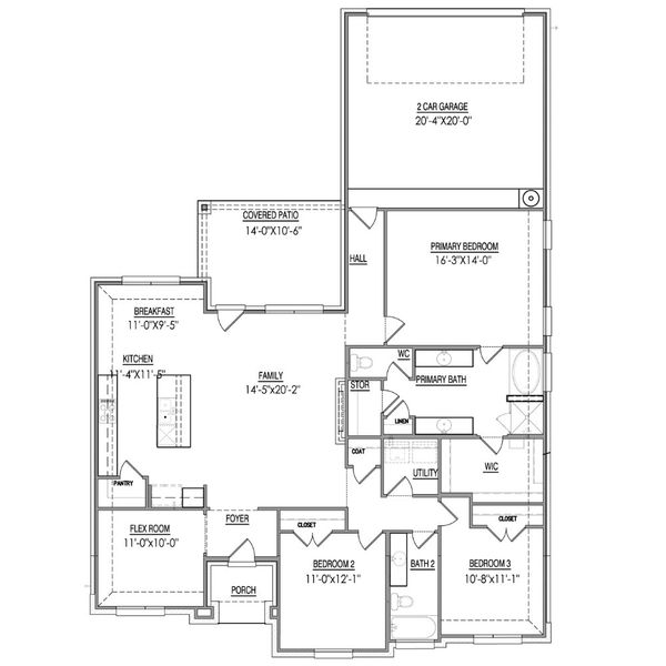 2D floor plan layout for the The Rosewood by Lillian Custom Homes in Dominion Park, Waxahachie, TX (Image 5).