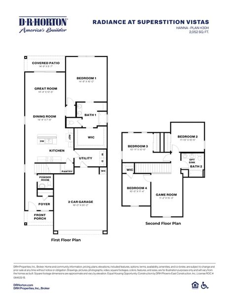 2D floor plan layout of this home in Radiance at Superstition Vistas, Apache Junction, AZ (Image 4).
