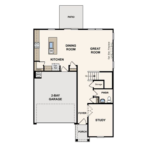 2D floor plan layout for the Atlas by Century Communities in Tributary - The Falls Collection, Dallas, GA (Image 1).