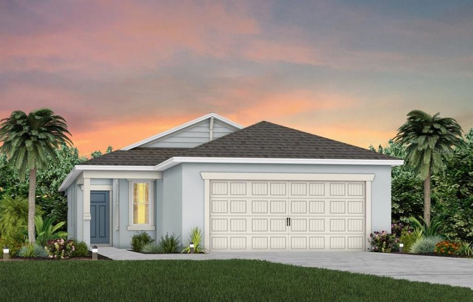 Front exterior of a new home in Hartford Terrace, Davenport, FL, highlighting curb appeal (Image 1). Front exterior of a new home in Hartford Terrace, Davenport, FL, highlighting curb appeal (Image 1).