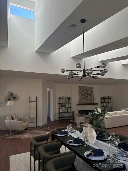 Skylights through rafters across roof line.