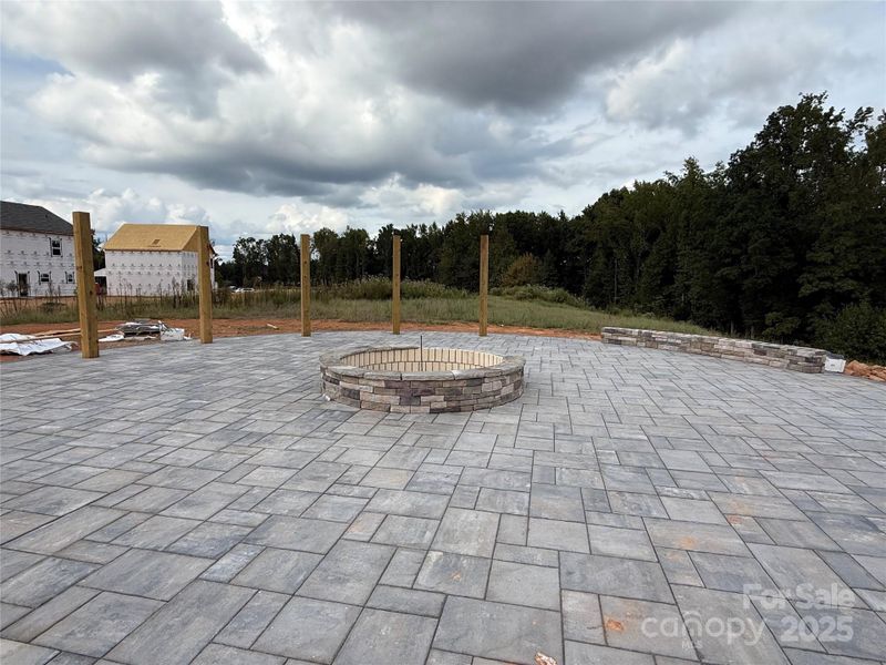 Community fire pit, and seating area