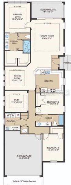 2D floor plan layout of this home in Esplanade at Wiregrass Ranch, Wesley Chapel, FL (Image 2).