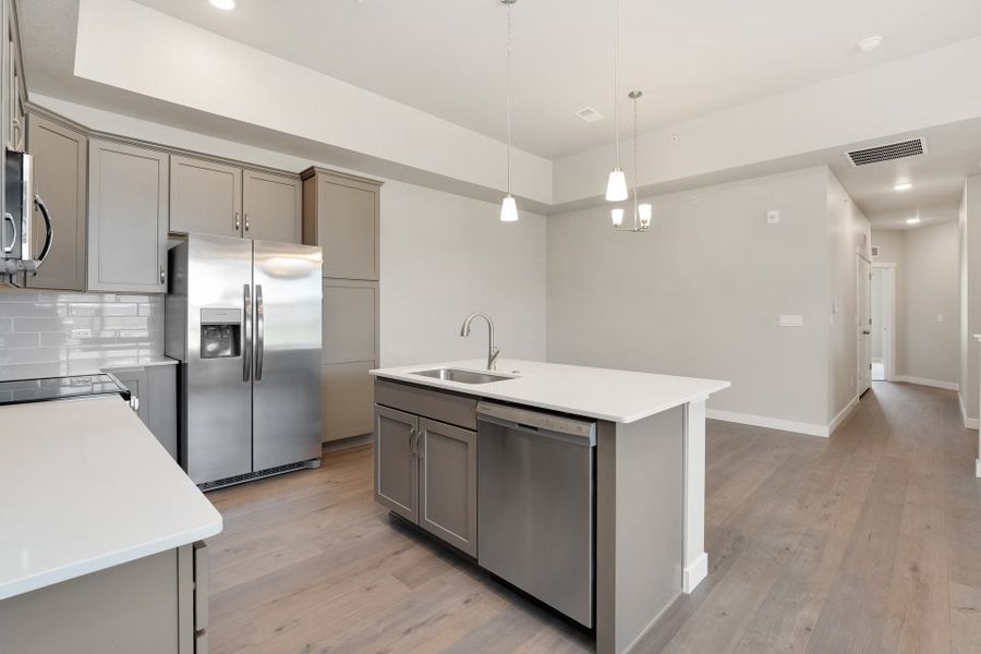 Furnished interior view inside a new home in The Lakes at Centerra - Discovery, Loveland (Image 3). Furnished interior view inside a new home in The Lakes at Centerra - Discovery, Loveland (Image 3).