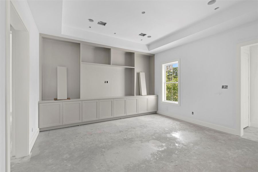 On the second floor you have the large gameroom with custom built ins. Walls have been double insulated to reduce sound. On the second floor you have the large gameroom with custom built ins. Walls have been double insulated to reduce sound.