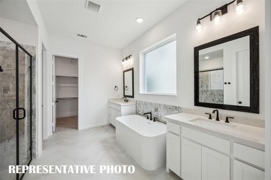 An owner's bath designed with two in mind!  REPRESENTATIVE PHOTO