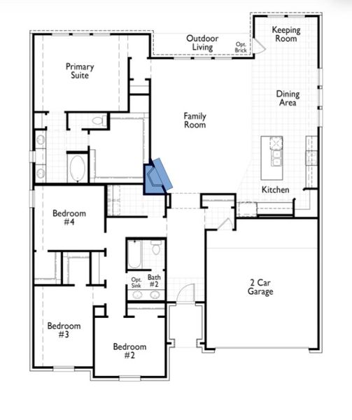 2D floor plan layout for the Milton by Highland Homes in Monterra, Rockwall, TX (Image 3).
