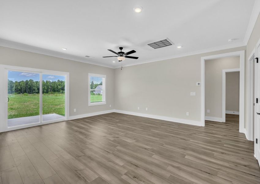 Sliding doors open to the backyard. Sliding doors open to the backyard.