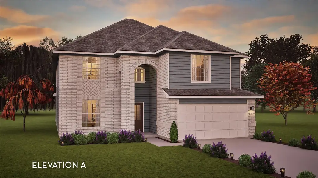 Front exterior of a new home in Canterra Creek, Rosharon, TX, highlighting curb appeal (Image 1).