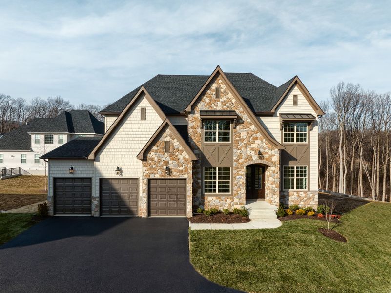 Representative exterior photo of a completed home built from the Devonshire by Keystone Custom Homes in McLean South Shore, Belmont, NC (Image 29).