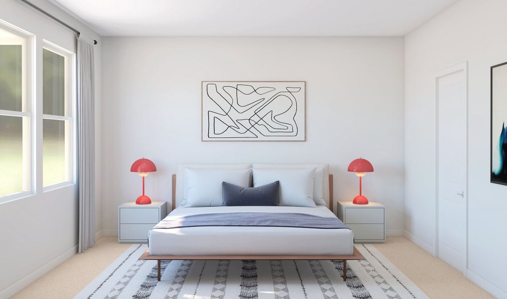 Primary suite with plush carpeting