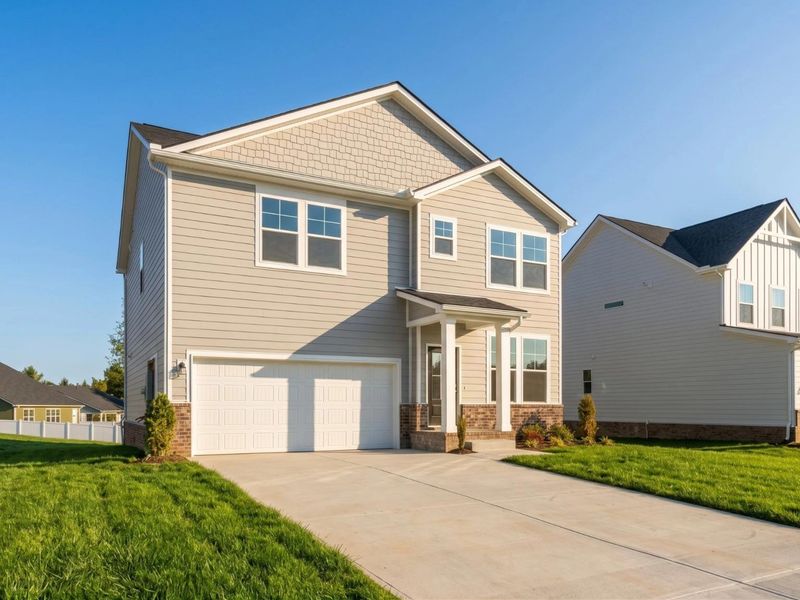 Front exterior of a new home in Calista Farms, White House, TN, highlighting curb appeal (Image 23).