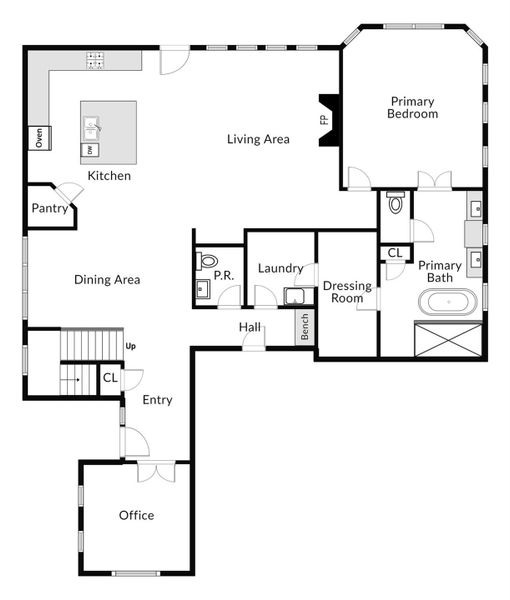 2D floor plan layout of this home in Rough Hollow, Lakeway, TX (Image 3).