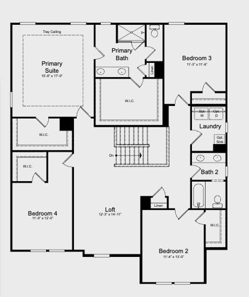 2D floor plan layout for the Wakehurst by Taylor Morrison in Falls Creek, Flowery Branch, GA (Image 4).