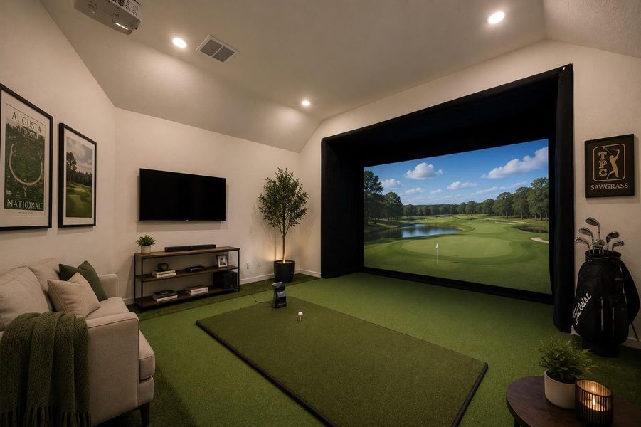 Private Golf Simulator Room/ Could convert to 5th bedroom