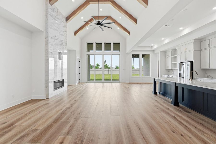 Open plan living room and kitchen
