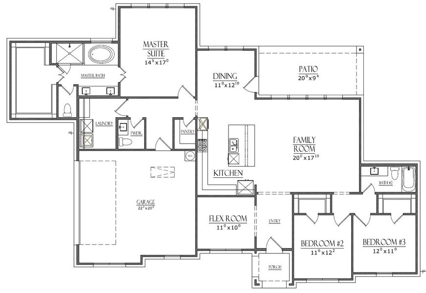 2D floor plan layout of this home in Taylor Ranch, Springtown, TX (Image 2).