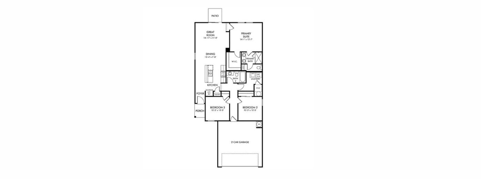 2D floor plan layout of this home in Flagler Village - Classic Series, Palm Coast, FL (Image 5).