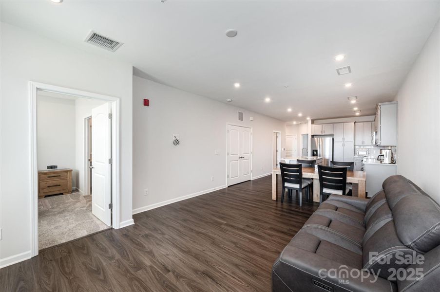 Open floor plan in neutral color palette.