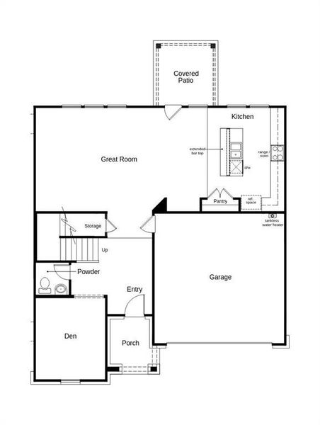 2D floor plan layout of this home in The Preserve, Justin, TX (Image 5).