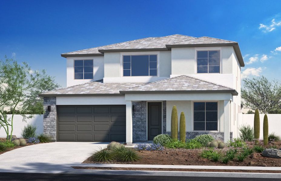 Representative exterior photo of a completed home built from the 2908 by Homes by Towne in Stonefield, Surprise, AZ (Image 1). Representative exterior photo of a completed home built from the 2908 by Homes by Towne in Stonefield, Surprise, AZ (Image 1).