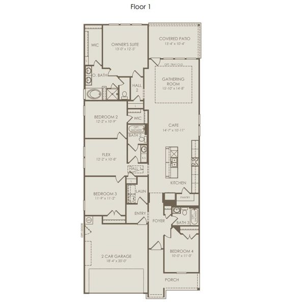 2D floor plan layout for the Gunnison by Pulte Homes in Nopal Valley, San Antonio, TX (Image 3). 2D floor plan layout for the Gunnison by Pulte Homes in Nopal Valley, San Antonio, TX (Image 3).
