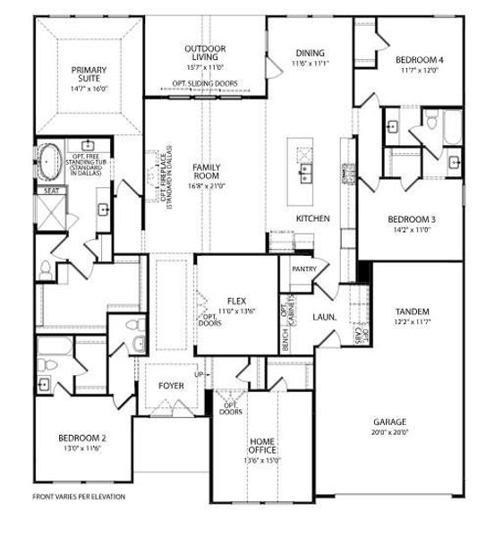 Discover a versatile floor plan featuring a spacious primary suite and multiple flexible living areas. Discover a versatile floor plan featuring a spacious primary suite and multiple flexible living areas.