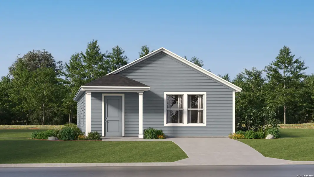 Front exterior of a new home in Ruby Crossing, San Antonio, TX, highlighting curb appeal (Image 2). Front exterior of a new home in Ruby Crossing, San Antonio, TX, highlighting curb appeal (Image 2).