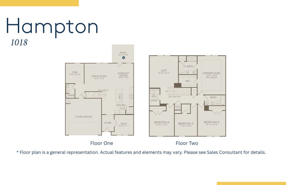 2D floor plan layout of this home in Solserra, Shallotte, NC (Image 3).