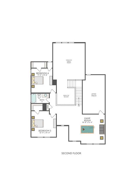 2D floor plan layout of this home in Lagos Reserve, Manor, TX (Image 5).
