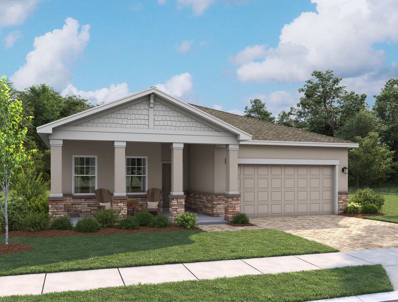 Representative exterior photo of a completed home built from the Badland by Ashton Woods in Hawks Run, Kissimmee, FL (Image 16).
